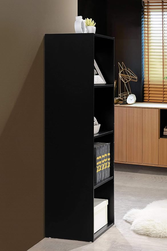 Hodedah 4-Shelf Bookcase in Black