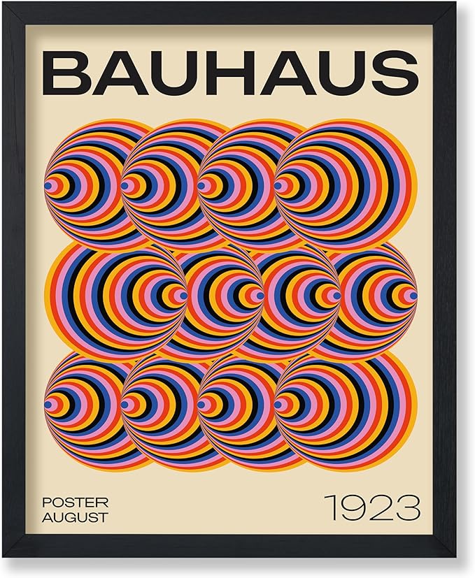 Poster Master Bauhaus Poster - Abstract Spiral Print - Geometric ART - Rainbow ART - Psychedelic Style - Chic Boho - Mid Century Modern - Living Room or Bedroom Decor - 16x20 UNFRAMED Wall Decor