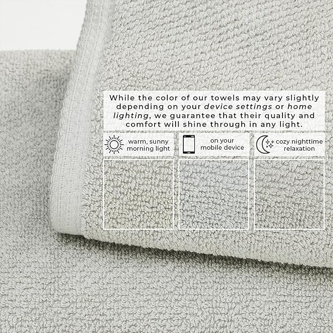 Great Bay Home 100% Cotton 4 Pack 54x27 Bath Towel Set - Absorbent, Quick-Drying, Durable Towels for Bathroom Decor - Low-Twist, Two-Ply Fibers (Light Grey)