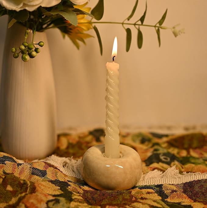Ceramic Candle Holder, Modern Taper Candlestick Holder for Dining Table, Living Room Coffee Table, 0.86 Inch Diameter Candelabra for Taper Candles