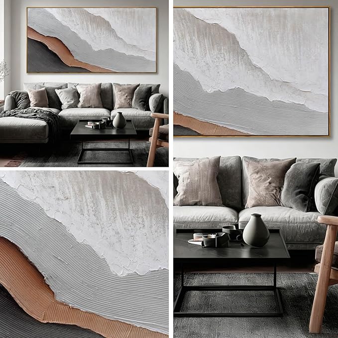 SOUGUAN Beach Canvas Wall Art Modern Artwork Simple Decorative Painting 29"x58" Large Pictures for Bedroom Office Decorations