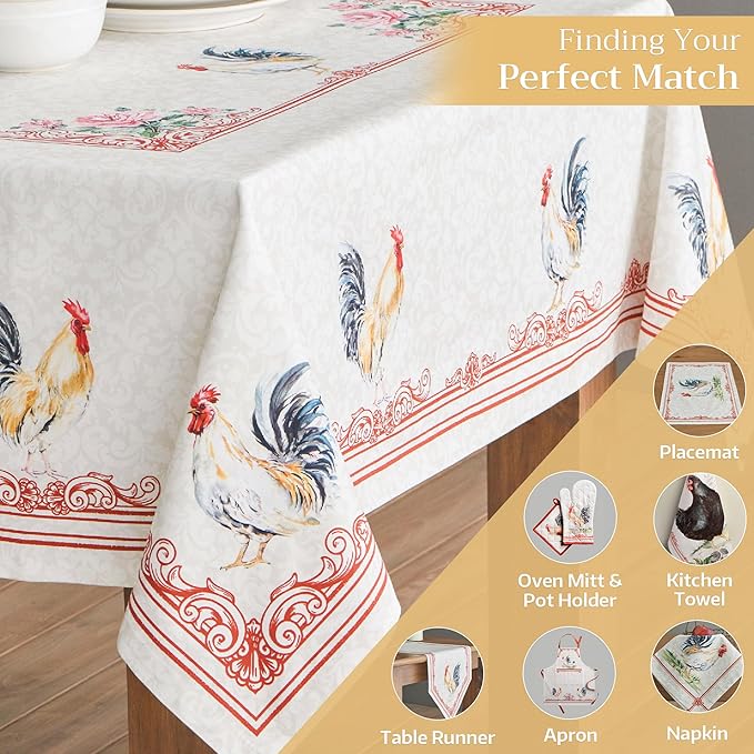 Maison d' Hermine Table Cloth Rectangle Table 100% Cotton 70 x 120 Inches Tablecloth Reusable Decorative for Dining Room Farmhouse Home Valentines Day Decorations Spring Summer - Campagne