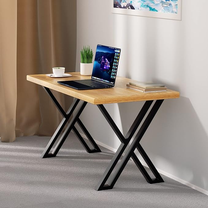 Modern Industrial Metal Legs for Table 28In High x 24In Wide Desk Legs DIY Black X-Shape Heavy Duty Furniture Legs for Dining,Console,Game Table(Set of 2)