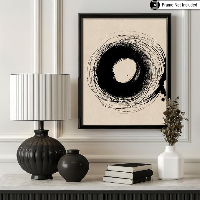 Poster Master Handmade Circle Drawing Poster - Ink Brush Print - Drawing Art - Sketch Design - Abstract Illustration - Great Bedroom or Living Room Wall Decor - 24x32 UNFRAMED Wall Decor