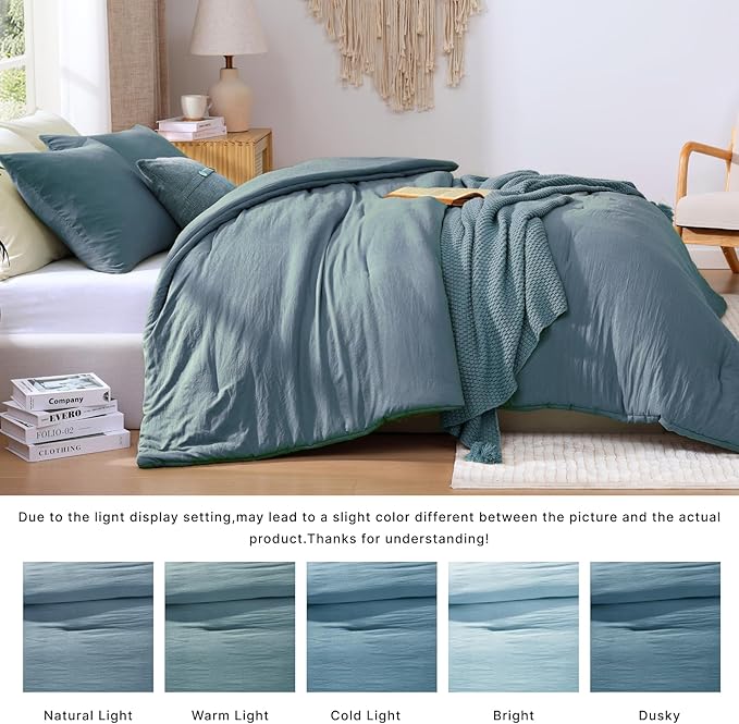 WRENSONGE King Size Comforter Set - 3 Pieces Oxford Blue Comforter Prewashed Soft Lightweight for All Seasons,Fluffy Down Alternative Comforter King Size with 2 Pillow Shams