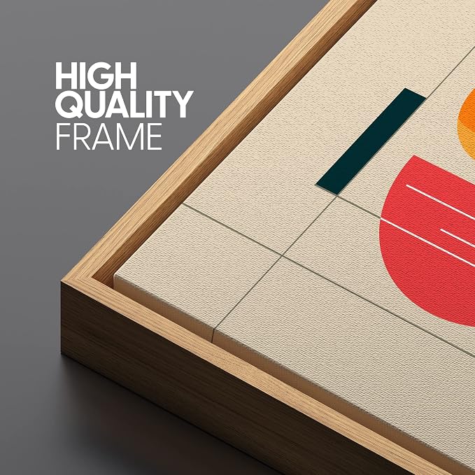 SIGNLEADER Framed Canvas Print Wall Art Semi Circle Midcentury Art Geometric Shapes Illustrations Modern Art Contemporary Fun Multicolor Ultra for Living Room, Bedroom, Office - 16"x24" Natural
