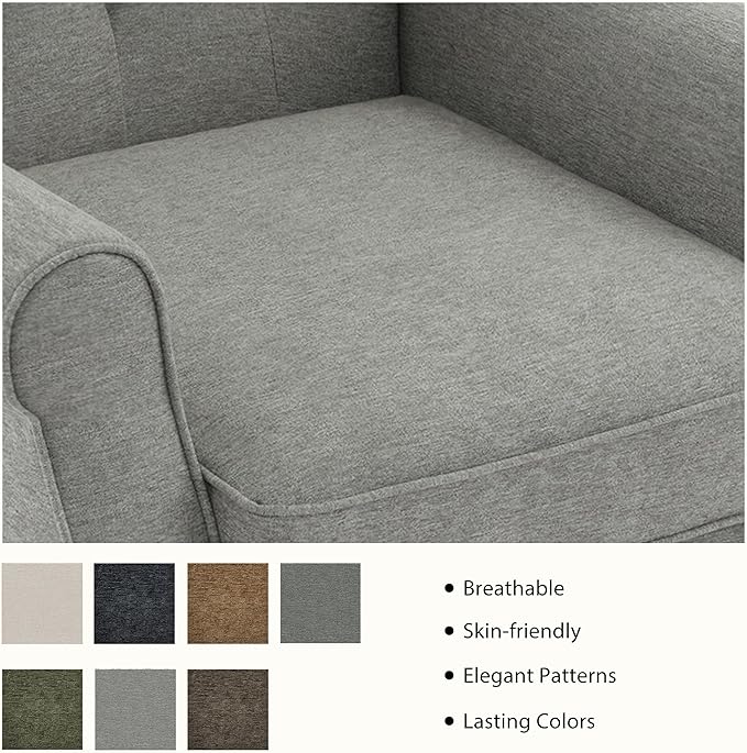 Lumibee High Back Accent Chair,Upholstered Wingback Armchair with Solid Wood Legs for Small Spaces,Comfy Single Sofa Chair for Living Room,Bedroom,Office-Light Gray
