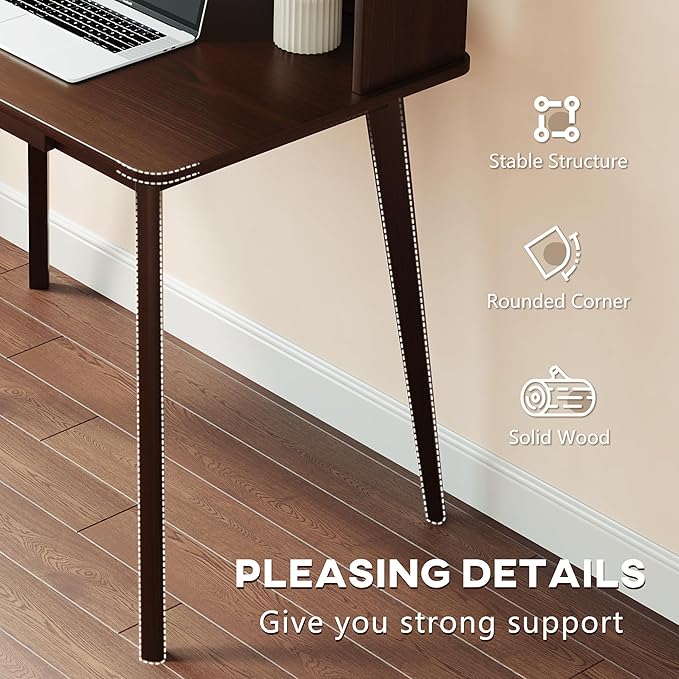 IOTXY Small Writing Desk with Hutch - 39.4" Work Computer Study Table with Drawer for Home and Office, Black Walnut