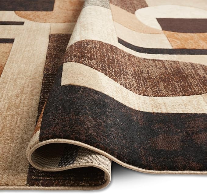 Home Dynamix Tribeca Jasmine Modern Area Rug, Abstract Brown/Beige 5'2"x7'2"
