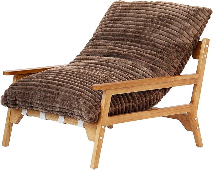 WJShome Accent Chairs for Living Room,Bean Bag Chair for Adults，Comfy Recliner Reading Accent Armrest Chair, Couch with Rabbit Style Fur Upholstered for Reading Bedroom, Brown