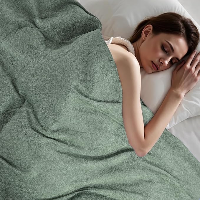 NEXHOME PRO Duvet Cover Queen 100% Washed Cotton, Organic Natural Linen Like Textured, Breathable, Durable, Home Bedding Set, Heathered Green 9090