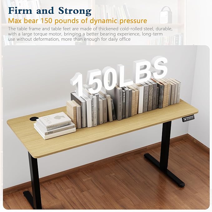 Shintenchi Standing Desk,55x24 Inch Height Adjustable Electric Sit Stand up Desk, Ergonomic Rising Computer Table, Modern Lift Gaming Desk Workstation for Home Office, White