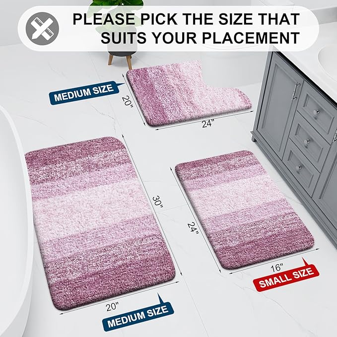 Arotive Microfiber Bathroom Rugs, Shaggy Soft and Absorbent Bath Rug, Non-Slip, Thick Plush Machine Washable Dry Bath Mats for Bathroom, Tub and Shower, 36x24, Purple, Rectangular
