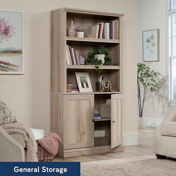 Sauder Miscellaneous Storage 5-Shelf/Book Shelf 2-Door Bookcase, Pacific Maple Finish
