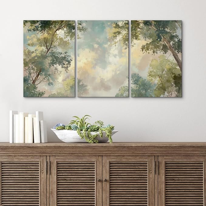 wall26 Canvas Print Wall Art Set Soft Pastel Sky and Tree Canopy Abstract Nature Decorative Minimal Relax/Zen for Living Room, Bedroom, Office - 16"x24" x 3
