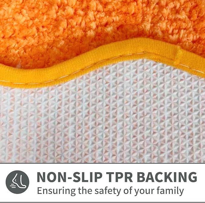 Scalloped Orange Bathroom Rugs Mat,Non Slip Absorbent Quick Dry Bath Mats for Shower Room,Plush Microfiber Bath Rug for Bathroom Floor Washable Carpet for Shower Tub Sink Bedroom,16"x24"