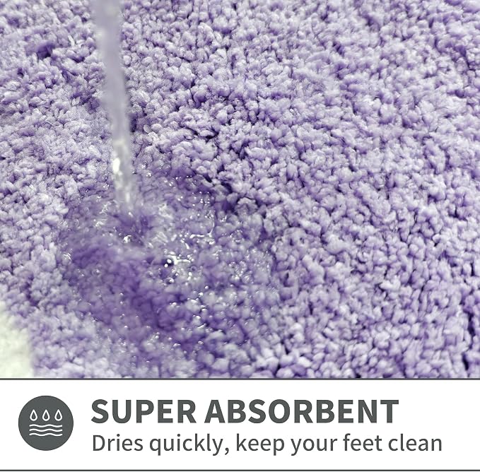 Cute Scalloped Purple Bathroom Rugs Mat,Non Slip Absorbent Quick Dry Bath Mats for Shower Room,Microfiber Bath Mats for Bathroom Floor Washable Carpet for Shower Tub Sink Bedroom,16"x24"