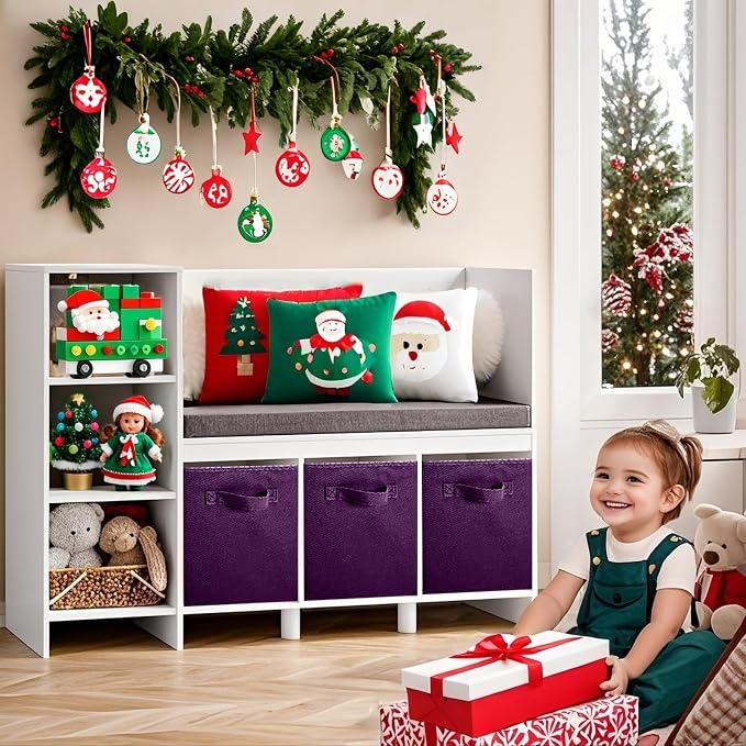 ShellKingdom Storage Bins, Foldable Fabric Storage Cubes And Cloth Storage Organizer Drawer For Closet And Toys Storage, 6 Pack (Purple)