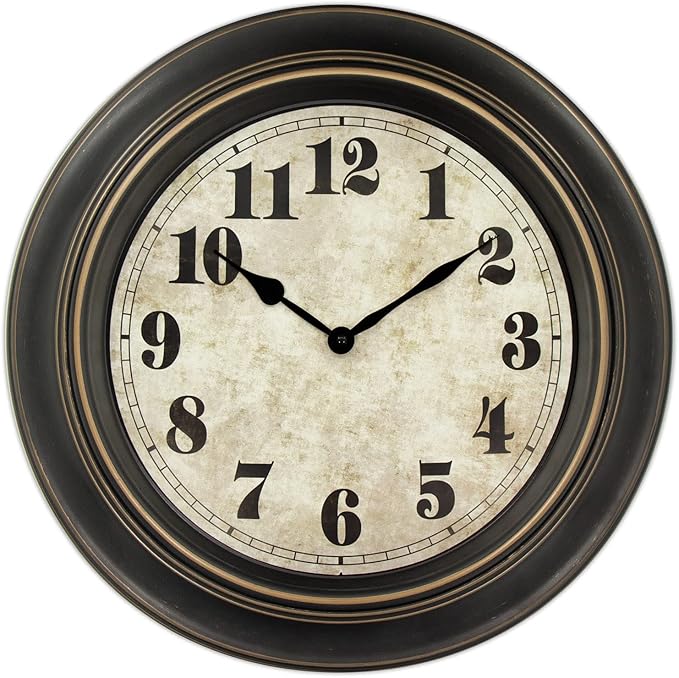45MinST 18 Inches Retro Wall Clock, Silent Non Ticking Battery Operated Movement, Home/Wall Decor, Easy to Read, Decorate Bedroom/Living Room/Office