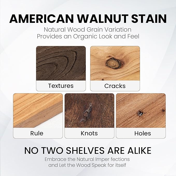 Fun Memories 55" Floating Shelves for Wall, Rustic Solid Elm Wood Floating Shelf - Invisible Bracket Mount, Extra Long Wall Mounted Shelf for Living Room, Bathroom, Bedroom, Kitchen, Walnut