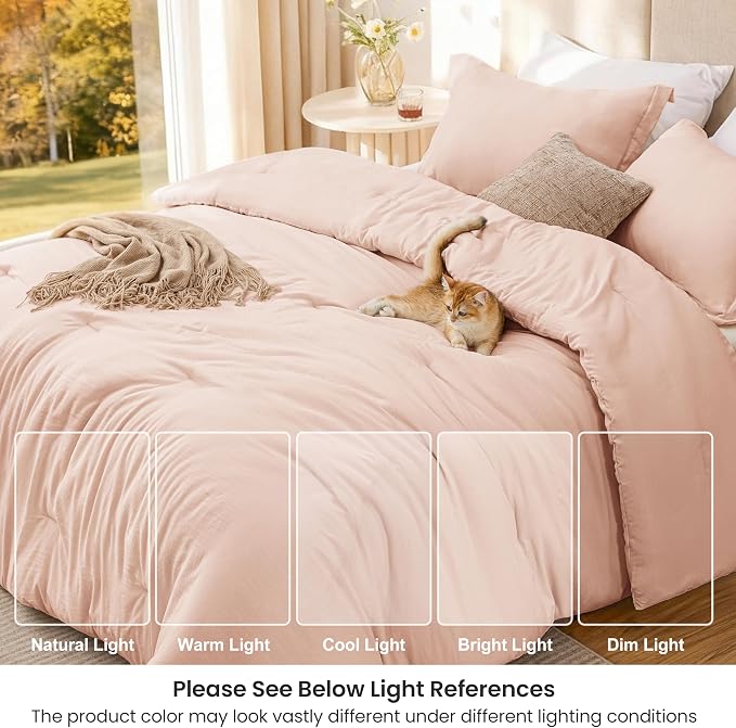 Love's cabin Pink Twin/Twin XL Comforter Set, 2-Piece Prewashed Bed Set with 1 Comforter (66 x 90 in) & 1 Pillowcase, Lightweight & Breathable for All Seasons