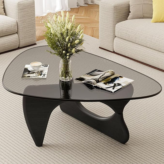 Modern Glass Coffee Table, Mid Century Triangle Coffee Table for Living Room Bedroom Reception Office Tables