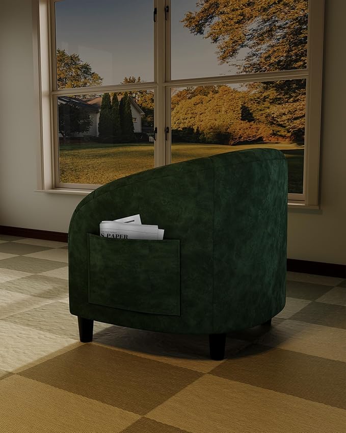 GarveeHome Accent Chair Set of 2 Armchair for Living Room Barrel Club Chair with Soft Padded Seat & Sturdy Legs for Bedroom Waiting Room Reception Chairs(Retro Green)