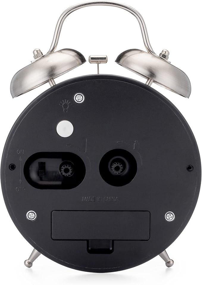 Westclox -Big Ben Twin Bell Alarm Clock | Loud Alarm Clock for Heavy Sleepers | Battery Operated Metal Clock with Backlight for Bedside Table, Bedroom, Kids Room, Desk (Silver, 4")