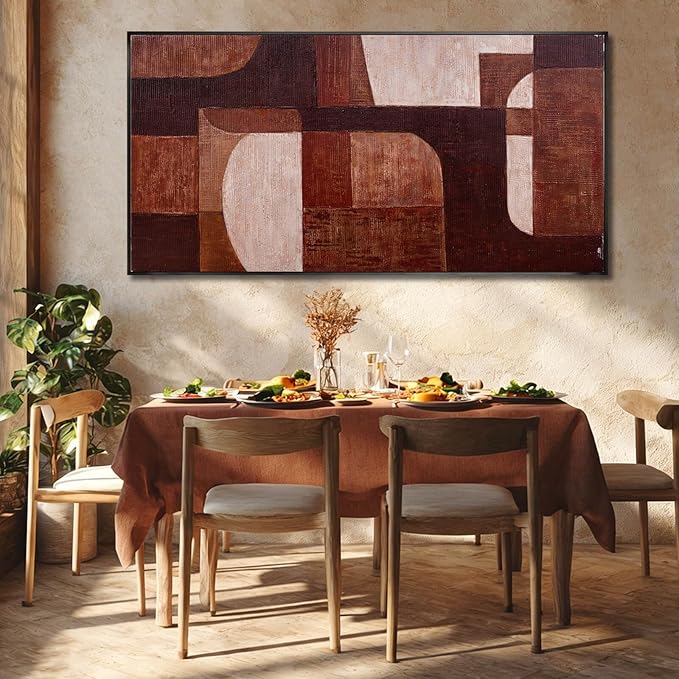 SOUGUAN Neutral Wall Art Abstract Canvas Print Brown and White Wall Decor 29"x58" Decorations for Bedroom Artwork for Living Room