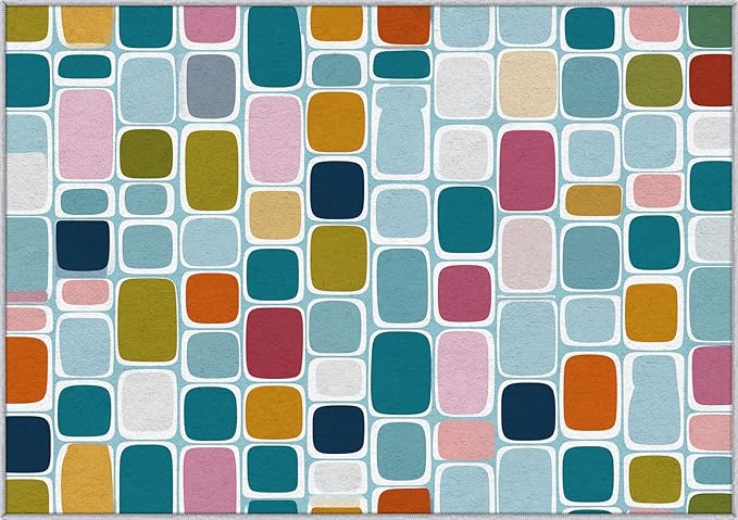 Mid Century Modern Throw Rugs 2x3, Geometric Retro Washable 2 x 3 Indoor Door Mat for Entryway, Bedroom, Kitchen, Low Pile Non Slip Stain Resistant, Mid Century Home Decor & M904