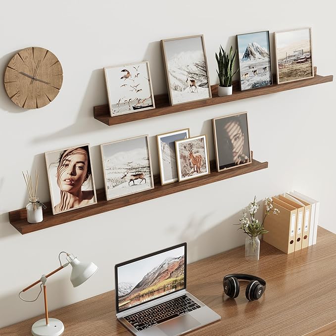 Vivelove Picture Ledge Shelf, Floating Shelves, 48 Inches Long Large Nursery Book Shelves for Nursery Storage, Bookshelf Wall Mounted for Living Room Bedroom Decor Books Photo Frames