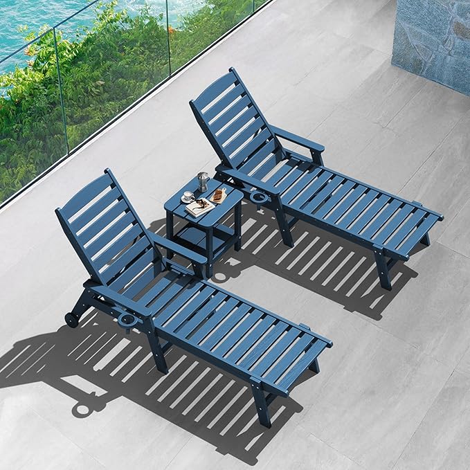 SERWALL Adirondack Table Outdoor Side Table- Blue