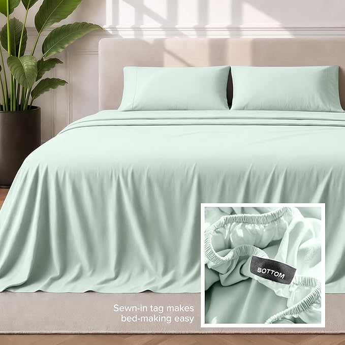 Bare Home King Sheet Set - 1800 Ultra-Soft Microfiber King Bed Sheets - Double Brushed - Deep Pockets - Easy Fit - 4 Piece Set - Bedding Sheets & Pillowcases (King, Spring Mint)