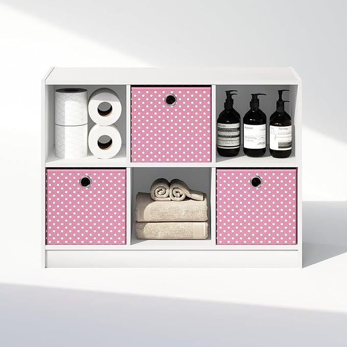 Furinno Cubic Closet Organizers and Storage, 6-Cube Closet Organizer with Bins, Open Shelf Storage, for Wardrobe, Bedroom, Living Room, White