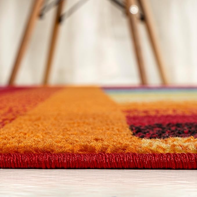 JONATHAN Y Retro Rainbow Stripe Multi Indoor Area Rug 3x5, Contemporary, Casual, Coastal, Easy-Cleaning for Living Room, Bedroom, Kitchen, Pet Friendly, Non-Shedding (DZC102A-3)