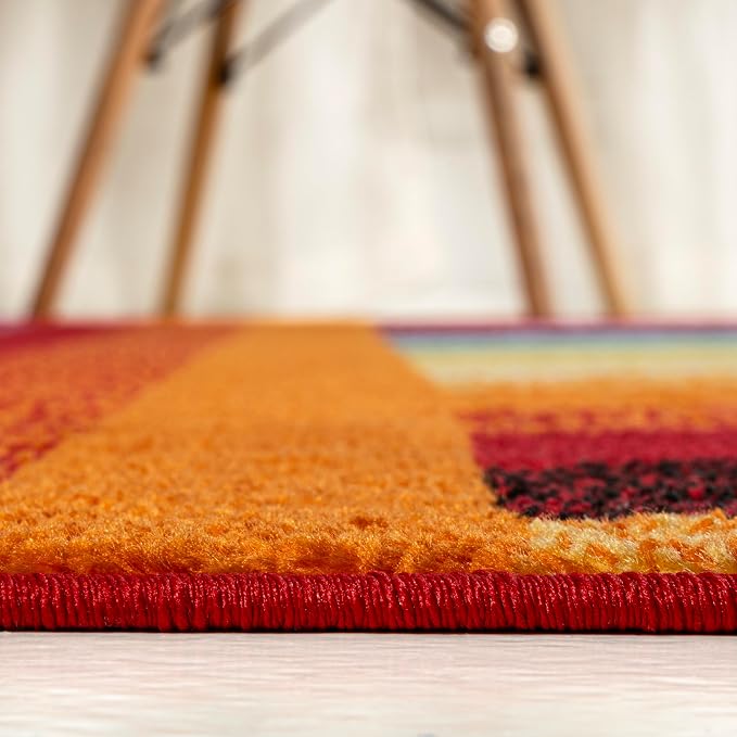 JONATHAN Y Retro Rainbow Stripe Multi Runner Rug 2x8, Contemporary, Casual, Coastal, Easy-Cleaning for Living Room, Bedroom, Kitchen, Pet Friendly, Non-Shedding (DZC102A-28)