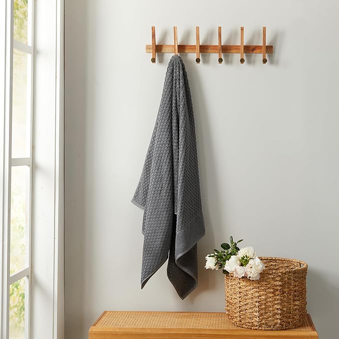 Great Bay Home Dark Grey Oversized Bath Sheet - 100% Cotton 68x35 Extra Large Towel - Absorbent, Durable, Quick-Dry Towels for Bathroom (Dark Grey, 68" x 35")