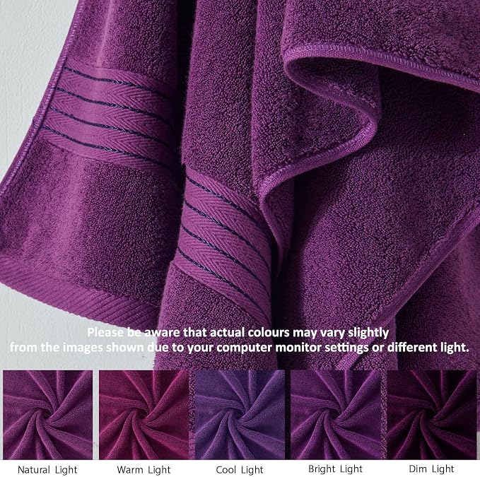 COZYART Luxury Purple Bath Towels Set, Turkish Cotton Hotel Large Towels for Bathroom, Thick Bathroom Set of 3 with 1 Bath Towel, 1 Hand Towel, 1 Washcloth, 650 GSM