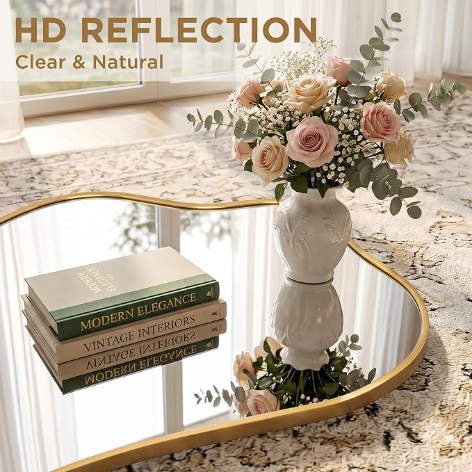 Mirror Full Length - Irregular Full Body Mirror Standing or Leaning or Wall Hanging 62.2"x 22.8" Asymmetrical Aviation Aluminum Alloy Frame Unique for Bedroom, Living Room, Cloakroom, Entryway