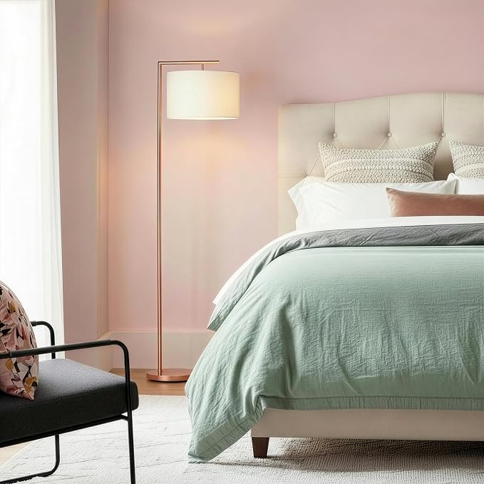 Brightech Montage Modern Floor Lamp, LED Floor Lamp for Living Rooms & Offices - Tall Standing Lamp for Bedroom Reading - Corner Pole Lamp for Contemporary Home Decor - Rose Gold