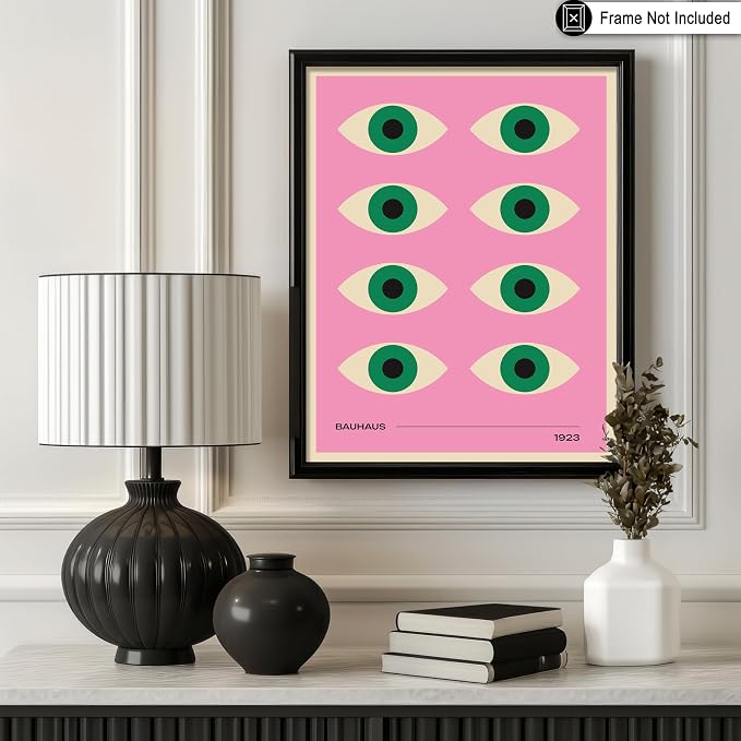 Poster Master Bauhaus Poster - Green Eyes Print - Graphic Design Art - Geometric Art - Chic Boho Art - Mid Century Modern Art - Abstract Art - Living Room or Bedroom Decor - 16x20 UNFRAMED Wall Art