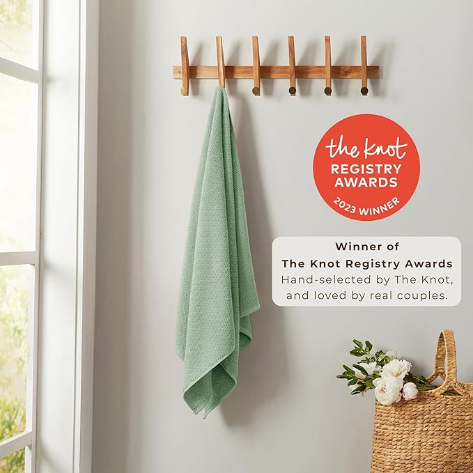 Great Bay Home 100% Cotton 6 Pack 26x16 Hand Towel Set - Absorbent, Quick-Drying, Durable Towels for Bathroom Decor - Low-Twist, Two-Ply Fibers (Mineral Blue)
