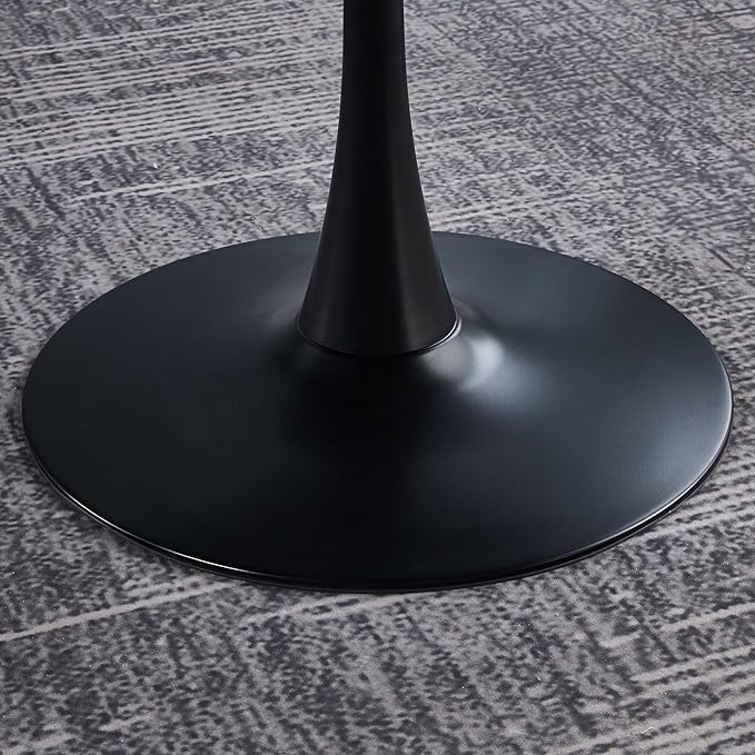 Black Round Metal Dining Table for Outdoor, 31.5" Tulip Table Kitchen Dining Table for 2-4 People with Pedestal Base Mid-Century Leisure Coffee Table Office Living Room Small Space Patio Balcony