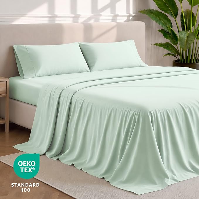 Bare Home Twin XL Sheet Set - 1800 Ultra-Soft Microfiber Twin Extra Long Bed Sheets - Double Brushed - Deep Pockets - Easy Fit - 3 Piece Set - Bedding Sheets & Pillowcases (Twin XL, Spring Mint)