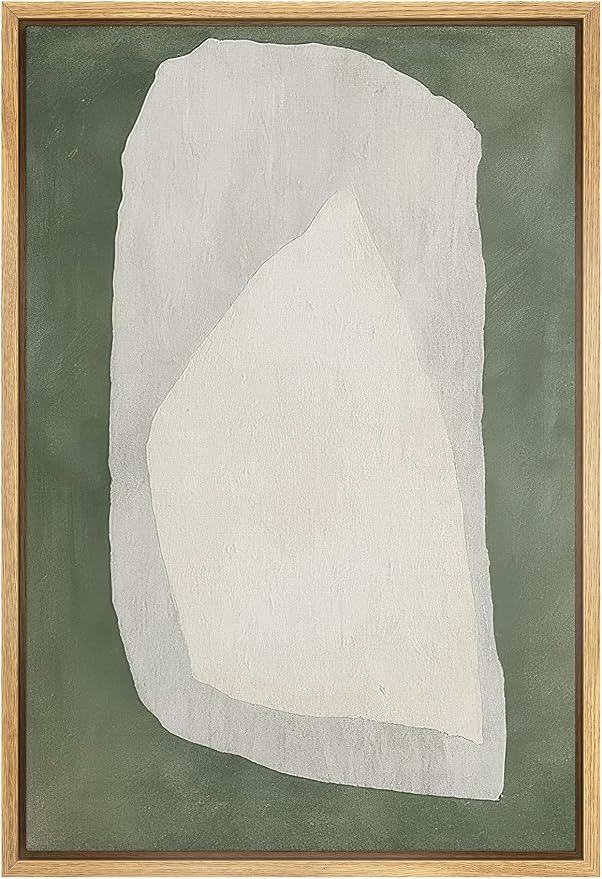 SIGNLEADER Framed Canvas Print Wall Art Soft Organic Form on Sage Green Abstract Illustration Modern Art Decorative Zen for Living Room, Bedroom, Office - 16"x24" NATURAL