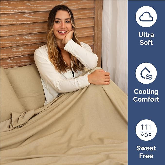 Full Size 4 Piece Sheet Set - Comfy Breathable & Cooling Sheets - Hotel Luxury Bed Sheets for Women & Men - Deep Pockets, Easy-Fit, Soft & Wrinkle Free Sheets - Heathered Tan Oeko-Tex Bed Sheet Set