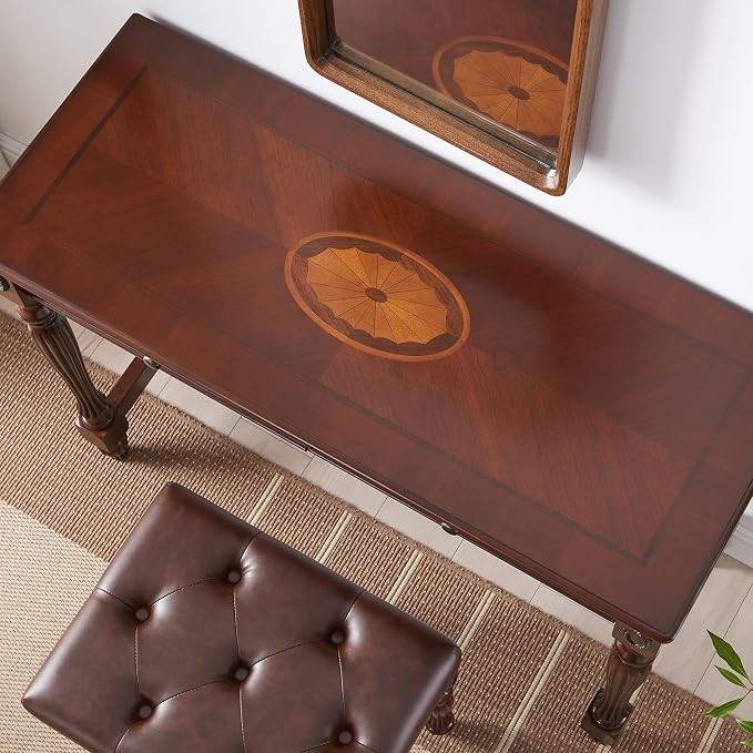 Writing Desks with Drawers, 39.4" Home Office Desk with Stable Solid Wood Pedestral Legs, Vntage/Classic Style Computer Desk for Home Office, Living Room Study or Workspace SSZ1533