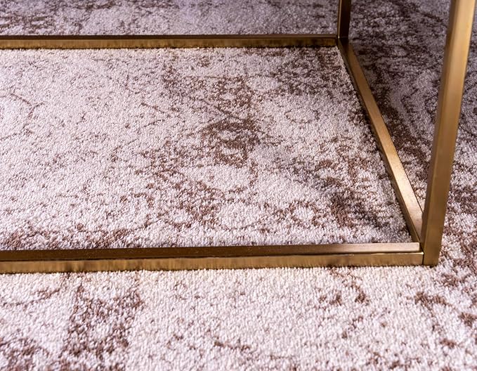 Unique Loom Bromley Collection Area Rug - Wells (2' x 8' 8" Runner, Light Brown/ Ivory)