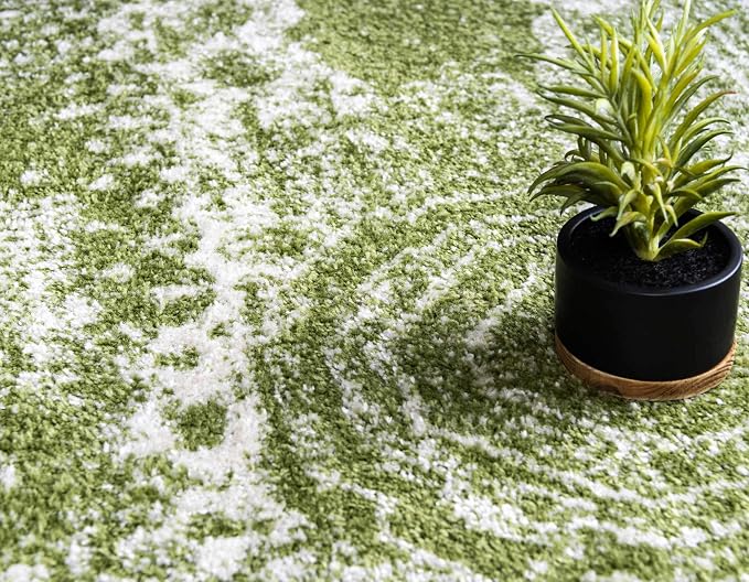 Unique Loom Bromley Collection Area Rug - Wells (2' x 13' 1" Runner, Green/ Ivory)
