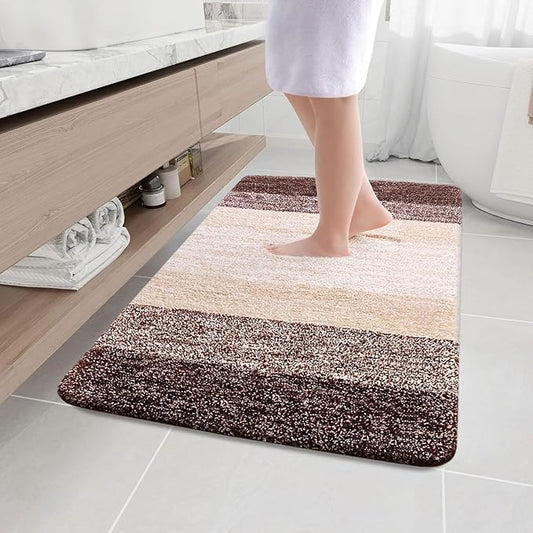 Arotive Microfiber Bathroom Rugs, Shaggy Soft and Absorbent Bath Rug, Non-Slip, Thick Plush Machine Washable Dry Bath Mats for Bathroom, Tub and Shower, 47x32, Brown, Rectangular